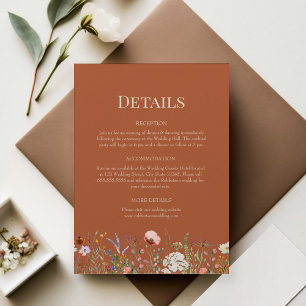 Cartão de Detalhes do Casamento Terracotta Wildflo