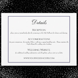 Cartão de Detalhes do Casamento Tradicional de Pre