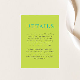 Cartão de Detalhes do Casamento Tropical Moderno