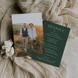 Cartão de Detalhes do Casamento Verde BRUNSWICK