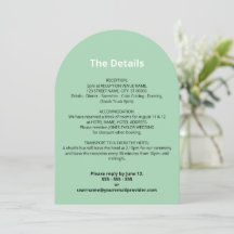 Cartão de Detalhes do Casamento Verde da Mint