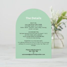 Cartão de Detalhes do Casamento Verde da Mint