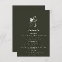 Cartão de Detalhes do Casamento Verde de Madeira O