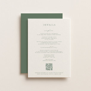 Cartão de Detalhes do Casamento Verde Sage