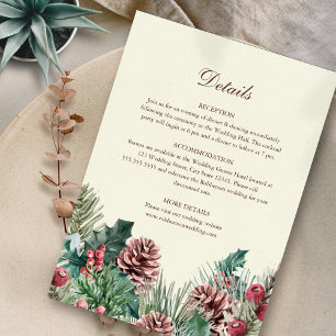 Cartão de Detalhes do Casamento Winter Greenery