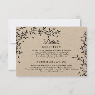Cartão de Detalhes do Casamento Woodland Charm 