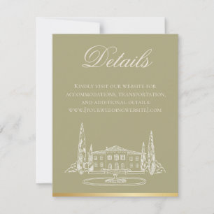 Cartão de Detalhes do Convite de Casamento Sage Ga