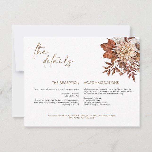 Cartão de Detalhes Florais Russo Boêmian Terracott (Frente)