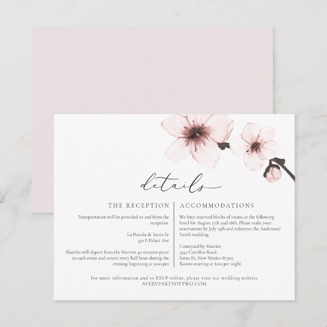 Cartão de Detalhes HARUMI Elegante com Flor de Cer (Frente/Verso)