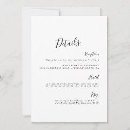 Cartão de detalhes preto e branco minimalista simp