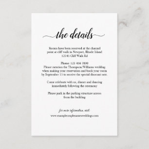 Cartão de detalhes romance simples do casamento da