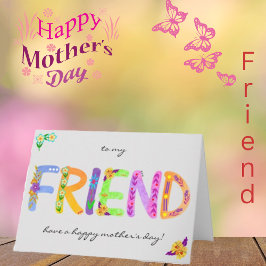 Cartão de Dia da Mãe Boêmia Floral Bold