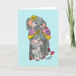 Cartão de Dia da Mãe e do Filho do Elefante Espanh