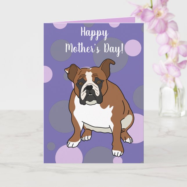 Cartão de Dia da Mãe para o Bulldog Inglês (Orquídea)