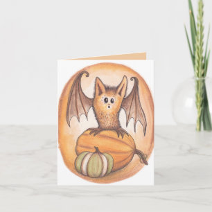 Cartão de Dia das Bruxas Bat e Pumpkins