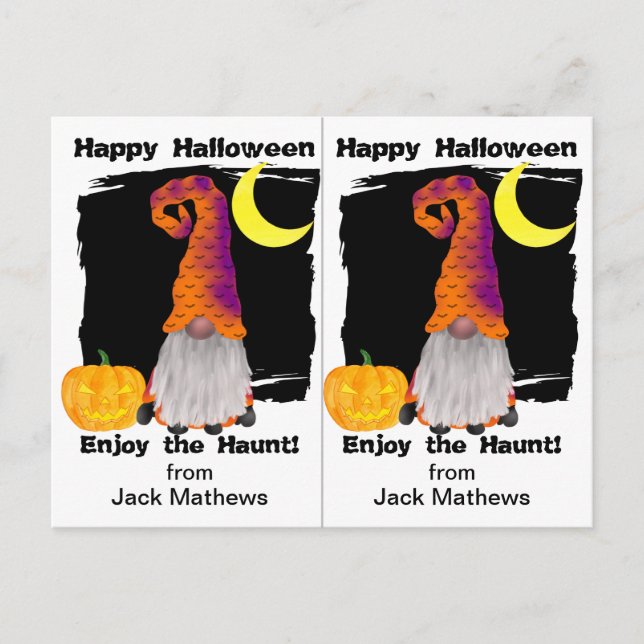 Cartão de Dia das Bruxas da Festa da Escola Gnomo  (Frente)