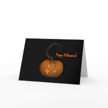 Cartão de Dia das Bruxas de Pumpkin Esculpido para