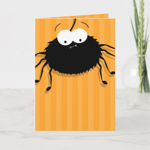 Cartão de Dia das Bruxas Feliz de Aranha Fofinho B