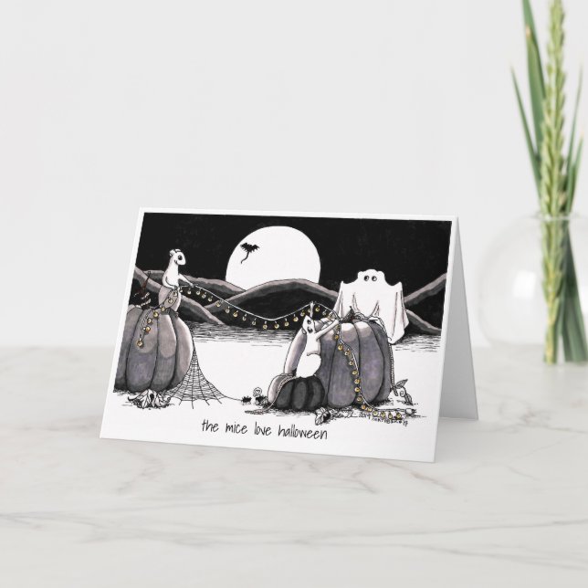 Cartão de Dia das Bruxas: Os Ratos Adoram O Hallow (Frente)