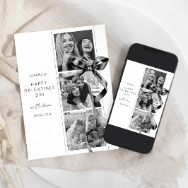 Cartão de Dia das Galentinas com Laço Preto Elegan