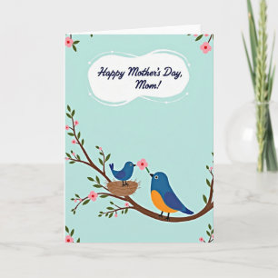 Cartão de Dia das Mães Amor da Pássara Azul
