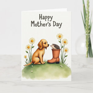 Cartão de Dia das Mães Cachorrinho Dourado