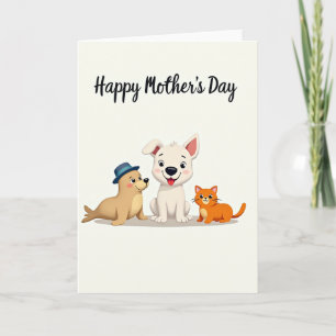Cartão de Dia das Mães com Animais
