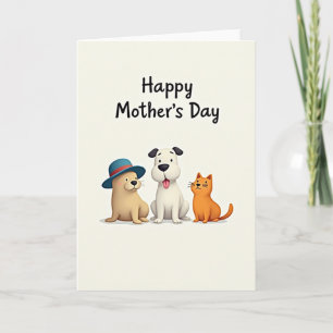 Cartão de Dia das Mães com Arte de Animais