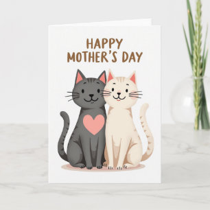 Cartão de Dia das Mães com Arte Felina