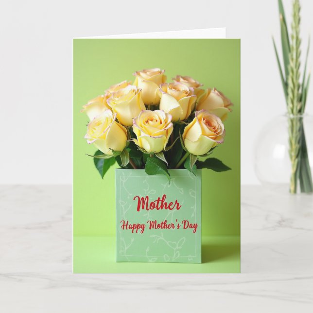 Cartão de Dia das Mães com Buquê de Rosas (Frente)