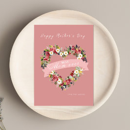 Cartão de Dia das Mães com coração Floral