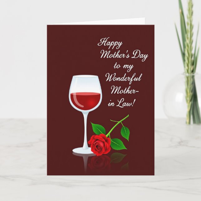 Cartão de Dia das Mães com Design de Vinho Elegant (Frente)