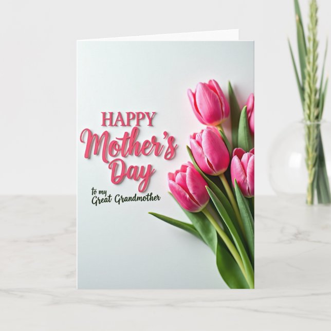 Cartão de Dia das Mães com Design Rosa Cor-de-Rosa (Frente)