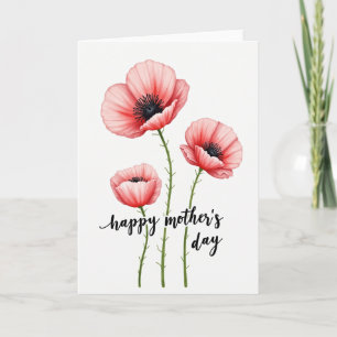 Cartão de Dia das Mães com Flores em Aquarela