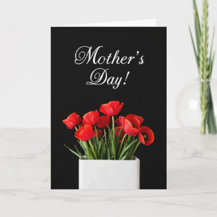 Cartão de Dia das Mães com Flores Vermelhas