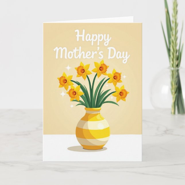 Cartão de Dia das Mães com Gradiente Floral Feliz (Frente)