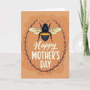 Cartão de Dia das Mães com Inseto Listrado Feliz
