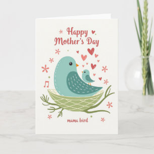 Cartão de Dia das Mães com Ninho Floral