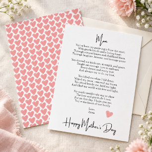 Cartão de Dia das Mães com Poema Sentimental Moder