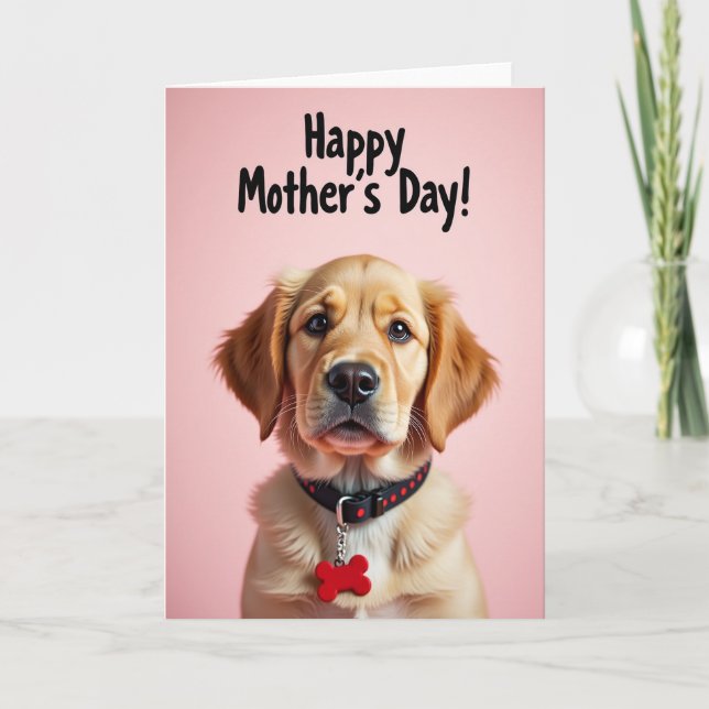 Cartão de Dia das Mães com Retrato de Cachorro Dou (Frente)