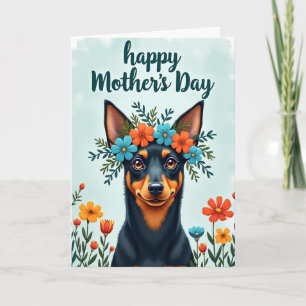 Cartão de Dia das Mães com Retrato Floral de Cacho