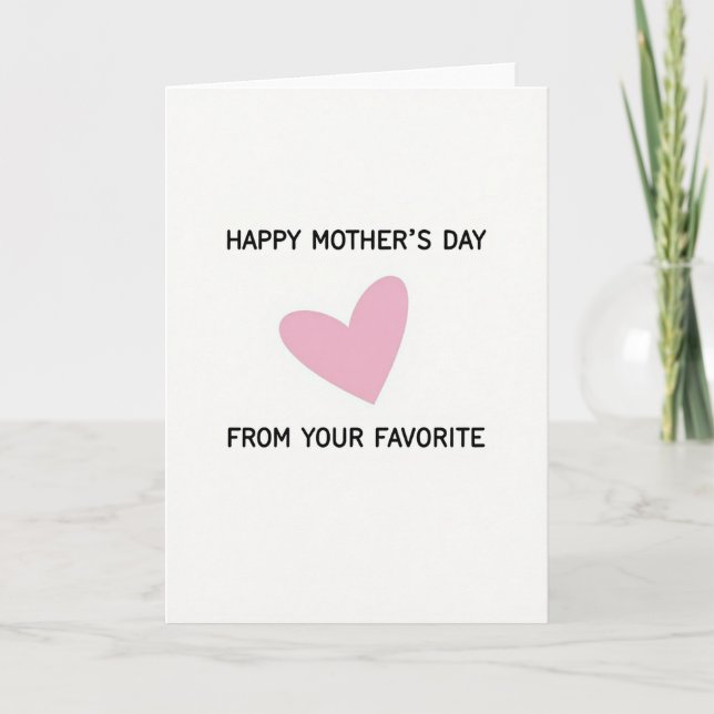 Cartão de Dia das Mães Coração Rosa Amor (Frente)