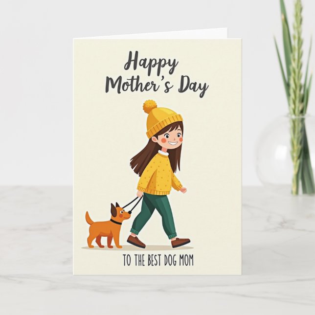Cartão de Dia das Mães de Cachorro com Bolinhas (Frente)
