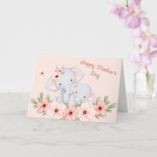 Cartão de Dia das Mães de Elefante e Vitelo (Orquídea)