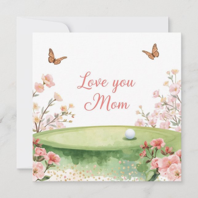 Cartão de Dia das Mães de Golfe para Mamãe (Frente)