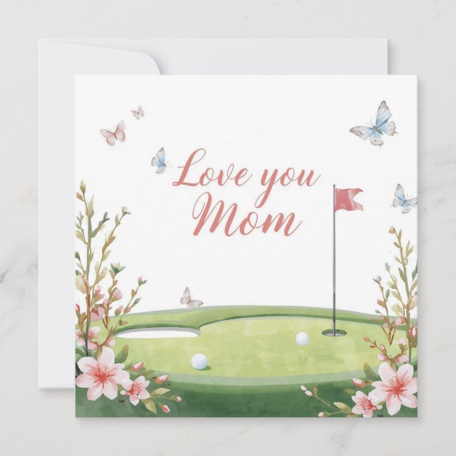 Cartão de Dia das Mães de Golfe para Mamãe (Frente)