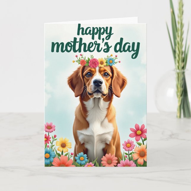 Cartão de Dia das Mães de Linho para Cachorro (Frente)