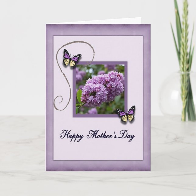 Cartão de Dia das Mães de Primavera Lavanda (Frente)