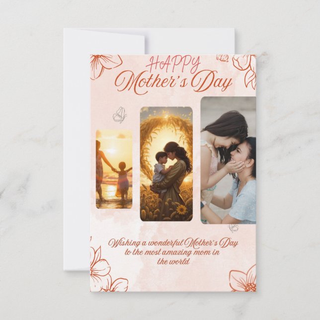 Cartão de Dia das Mães Elegantes - Um Feliz Homena (Frente)