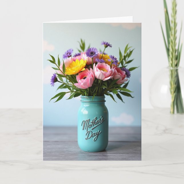 Cartão de Dia das Mães em Pote Floral (Frente)